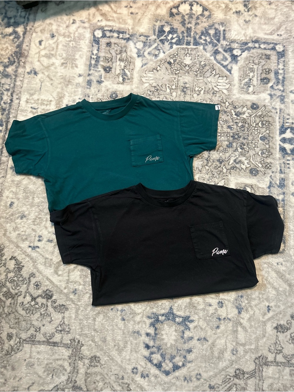 Puma Short-Sleeve Pocket Tees in Teal and Black (2-Pack)